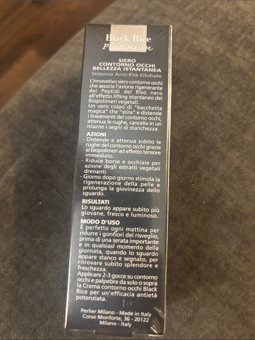 Perlier Black Rice Platinum Eye Contour Serum - Black - new in box and wrapping